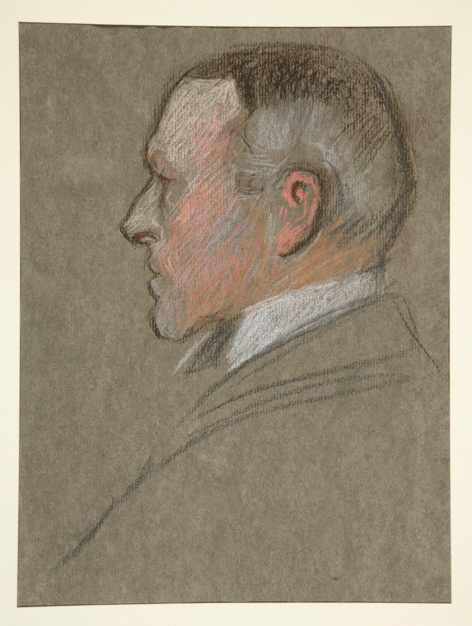 Cabeça de perfil esquerdo do homem, para Coroação de Edw. VII de Edwin Austin Abbey