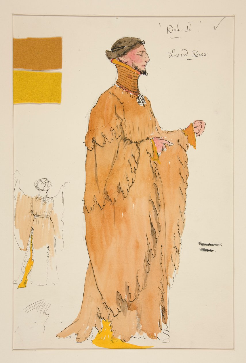 Lord Ross, esboço de figurino para Henry Irving de Edwin Austin Abbey