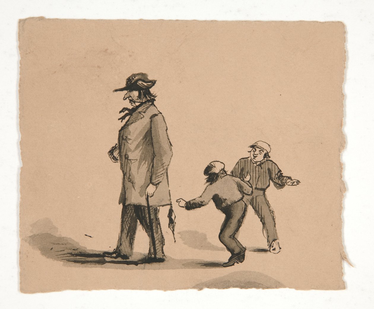 Homem andando com dois meninos de Edwin Austin Abbey
