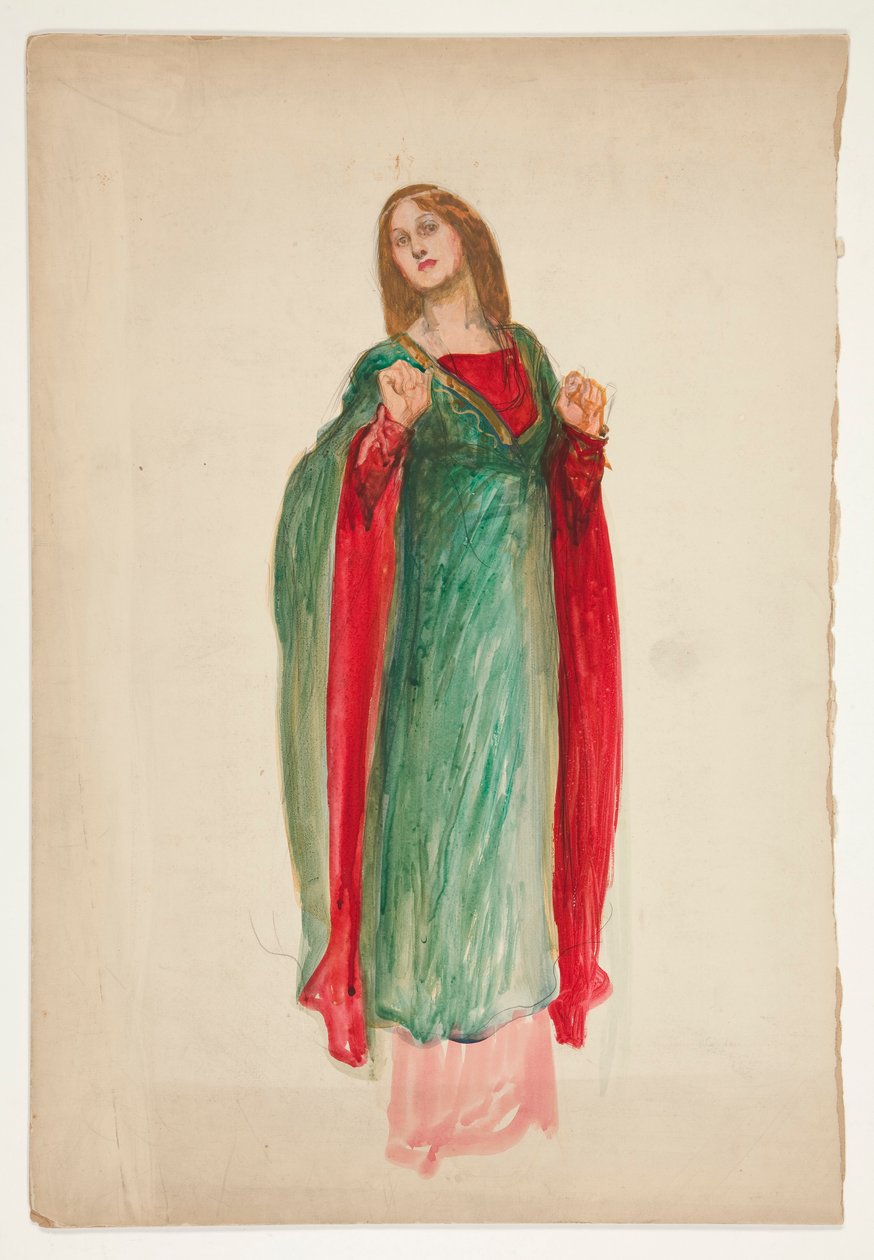 Senhora medieval, esboço para uma peça de Shakespeare não identificada de Edwin Austin Abbey
