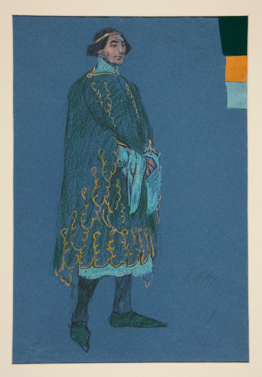 Estudo variado, esboço de figurino para Henry Irving de Edwin Austin Abbey
