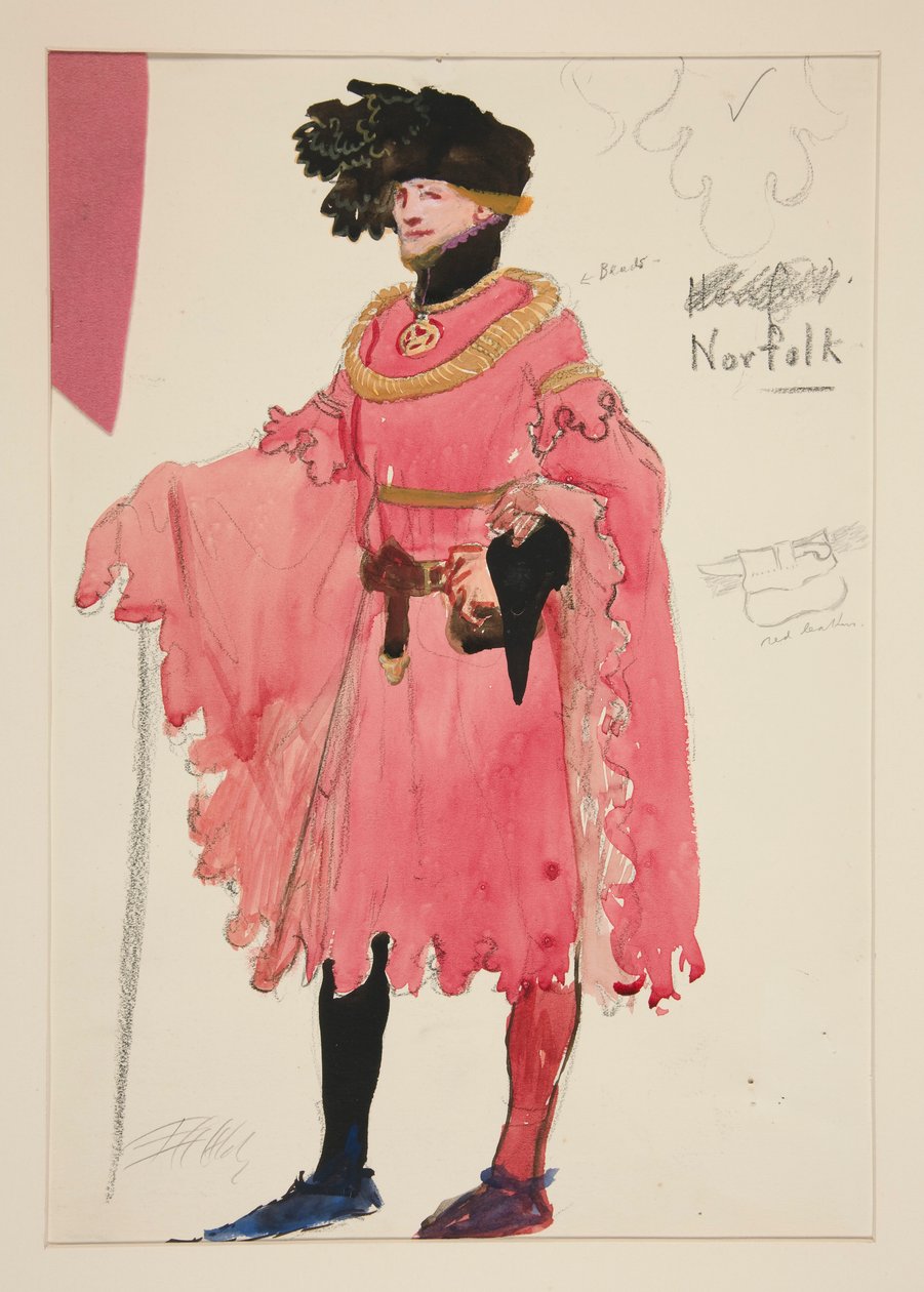 Norfolk, esboço de figurino para Henry Irving de Edwin Austin Abbey
