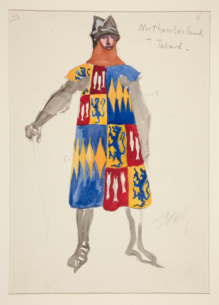 Northumberland - Tabard, esboço de figurino para Henry Irving de Edwin Austin Abbey