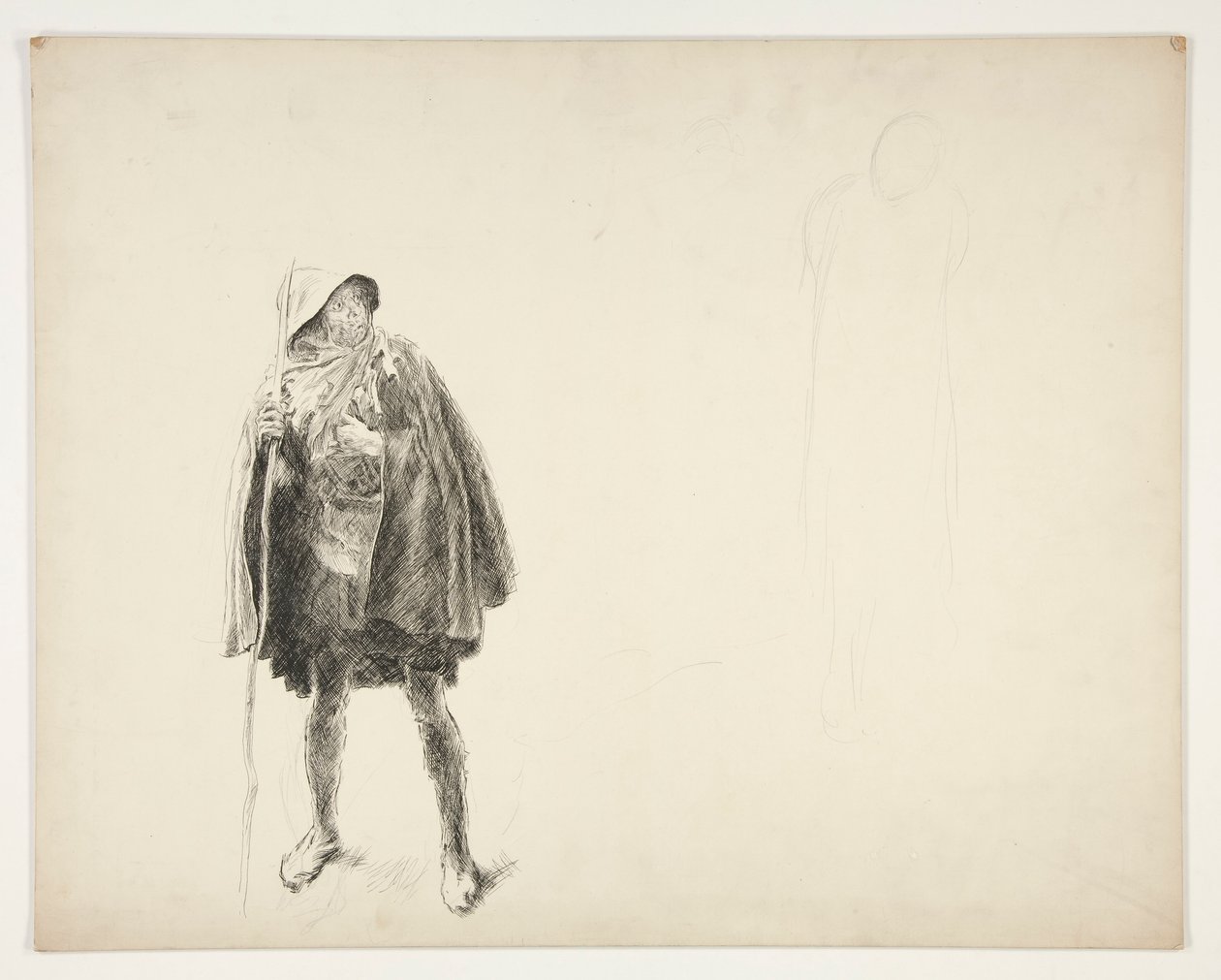 Esboço camponês, para uma peça de Shakespeare não identificada de Edwin Austin Abbey