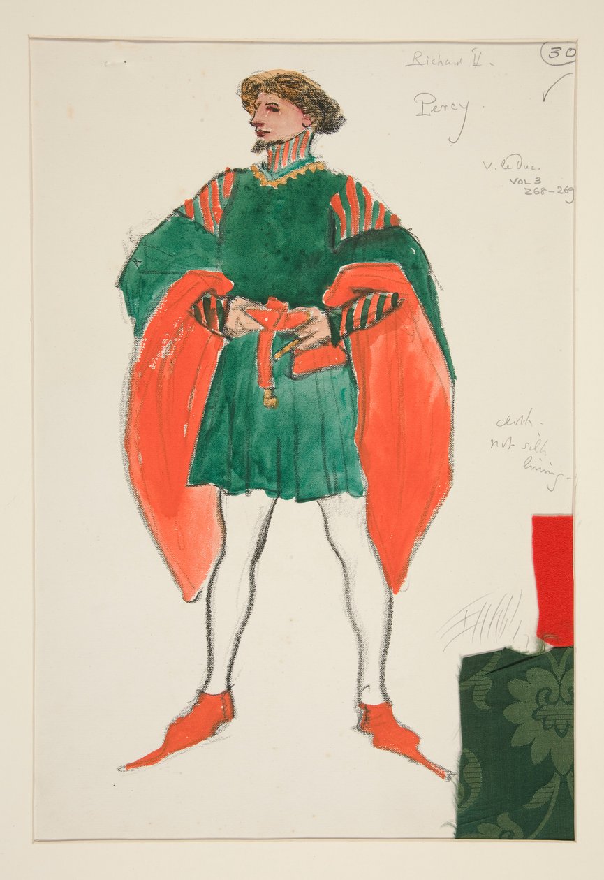 Percy, esboço de figurino para Henry Irving de Edwin Austin Abbey
