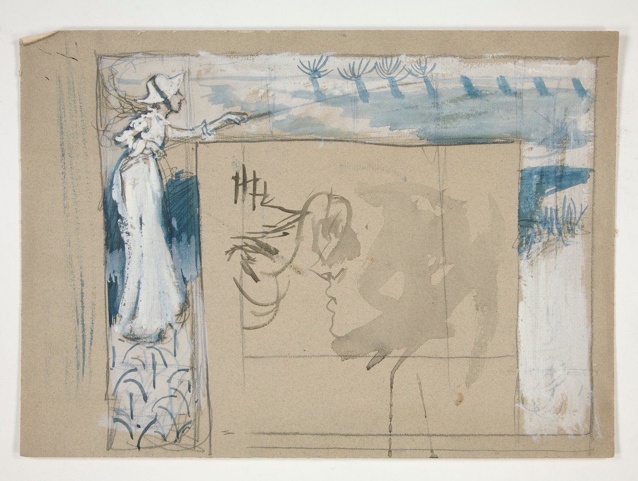 Esboço preliminar para uma lareira de azulejos de Edwin Austin Abbey