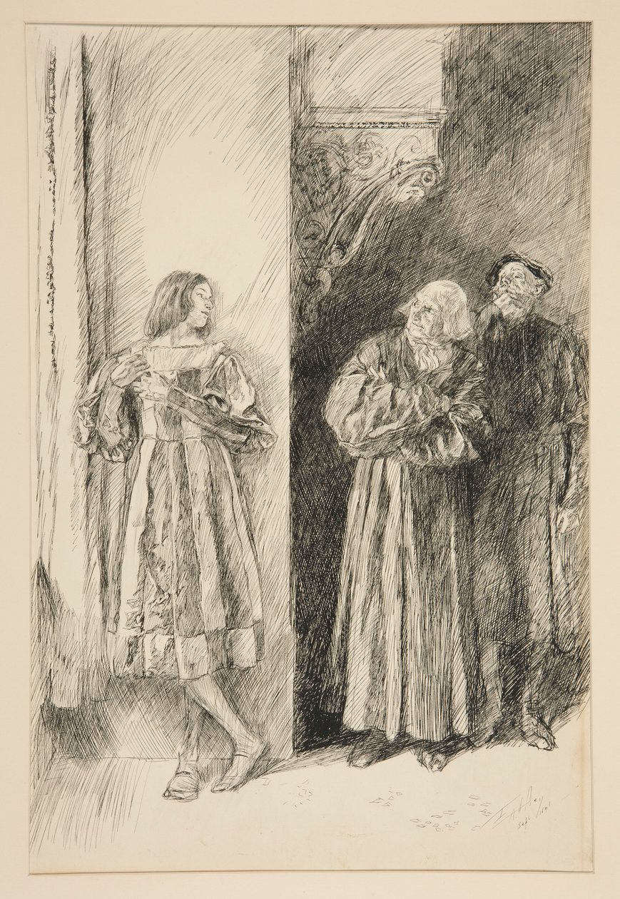 Proteus e Antonio, do Acto I, Cena iii, Dois Cavalheiros de Verona de Edwin Austin Abbey