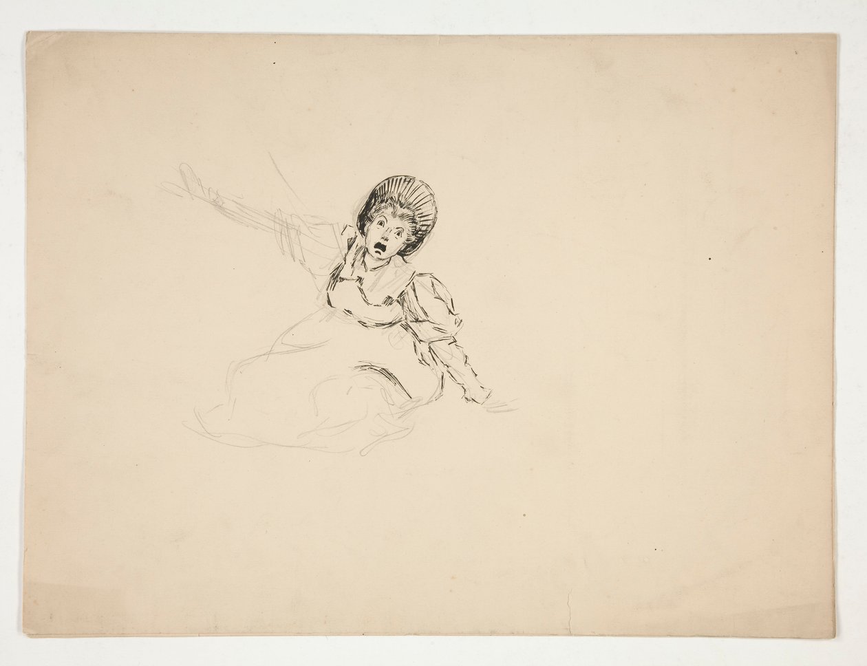 Mulher gritando (estudo para .3439), esboço para The Lay of the Lobster de Edwin Austin Abbey