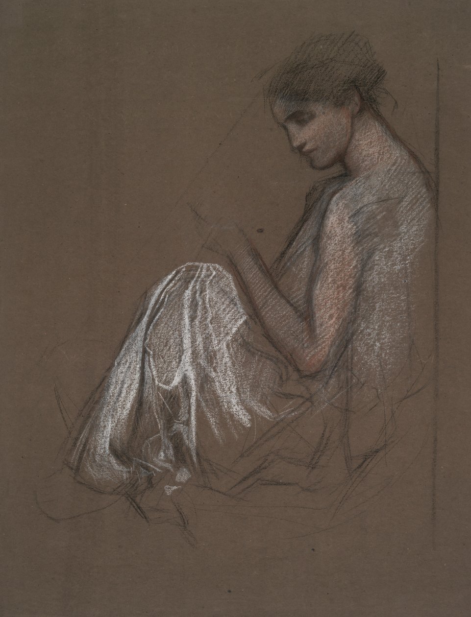 Figura feminina sentada. de Edwin Austin Abbey