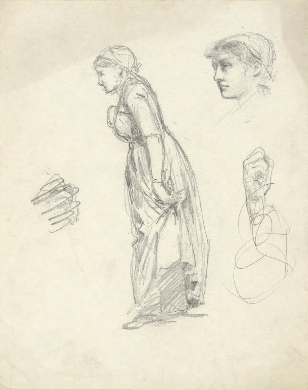 Folha de Estudos: Mulher, Cabeça, e Mãos de Edwin Austin Abbey
