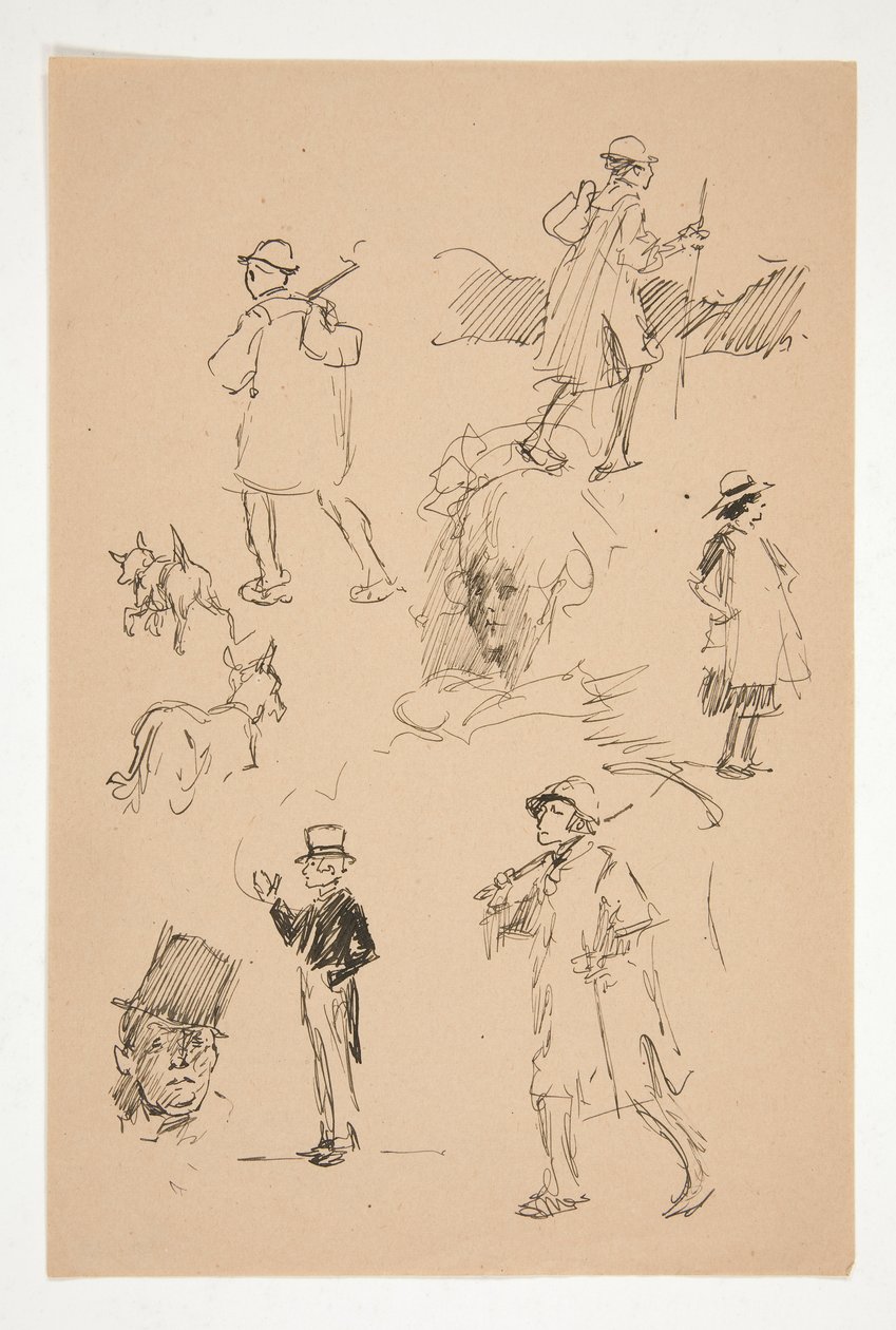 Folha de esboços de figuras do país de Edwin Austin Abbey