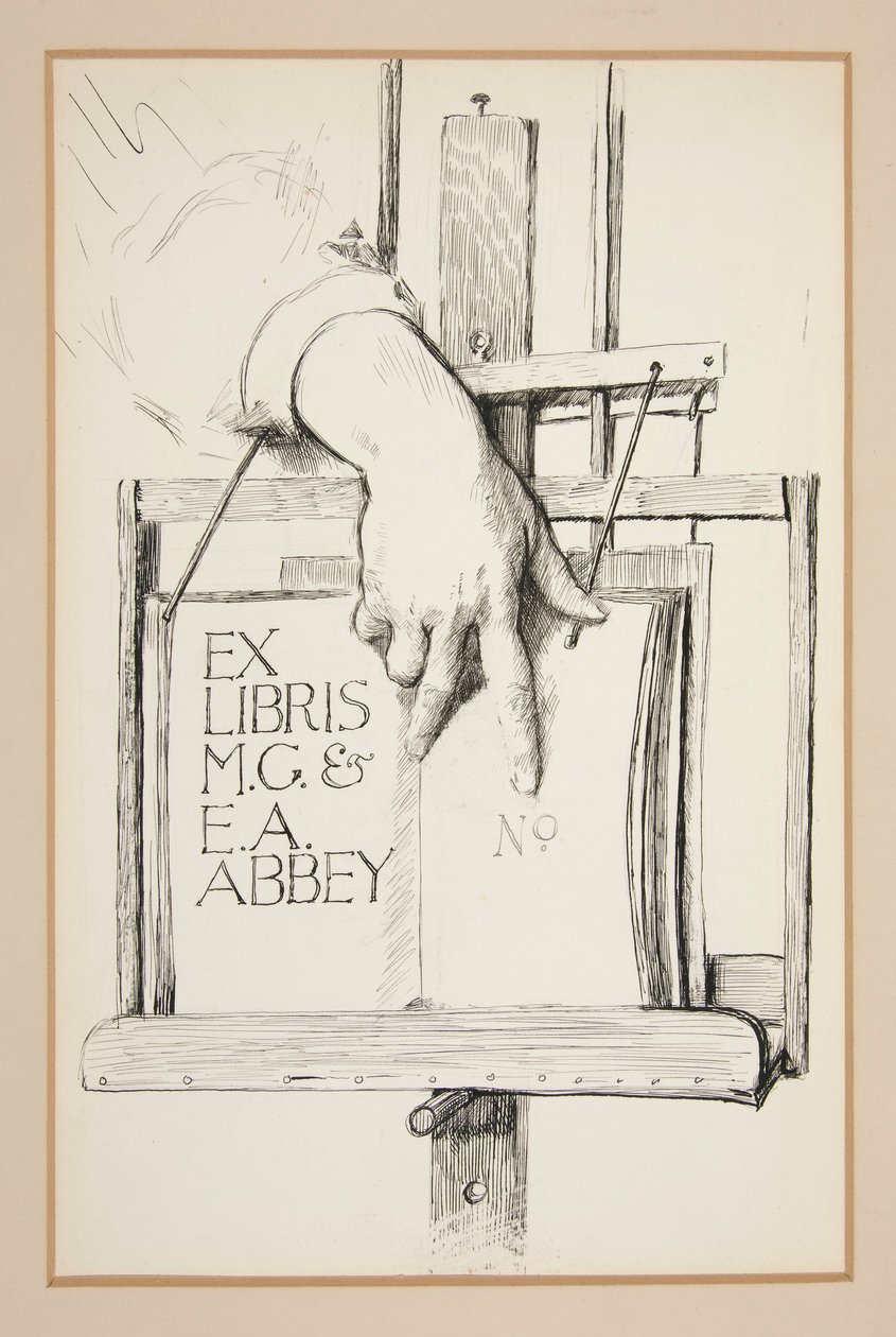 Esboço para Ex Libris: M.G. & E.A. Abadia de Edwin Austin Abbey