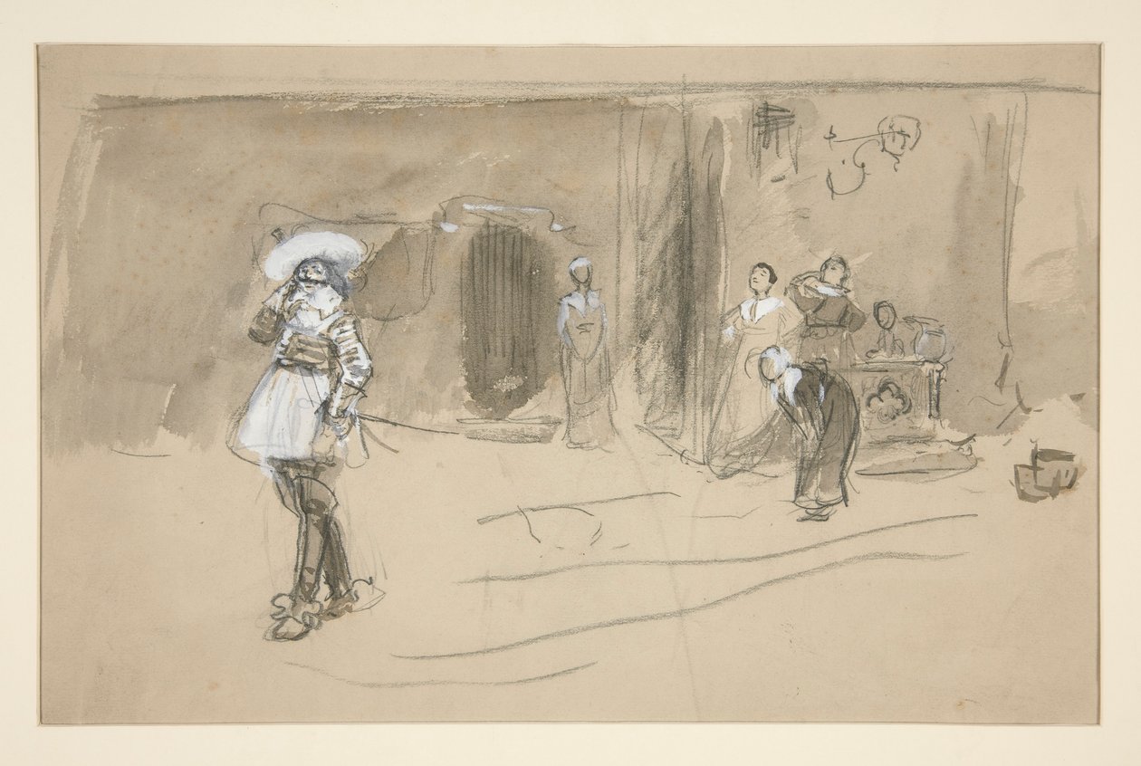 Esboço para uma ilustração para Selections from the Poetry of Robert Herrick (livro publicado por Harper em 1882, publicado anteriormente em Harper de Edwin Austin Abbey