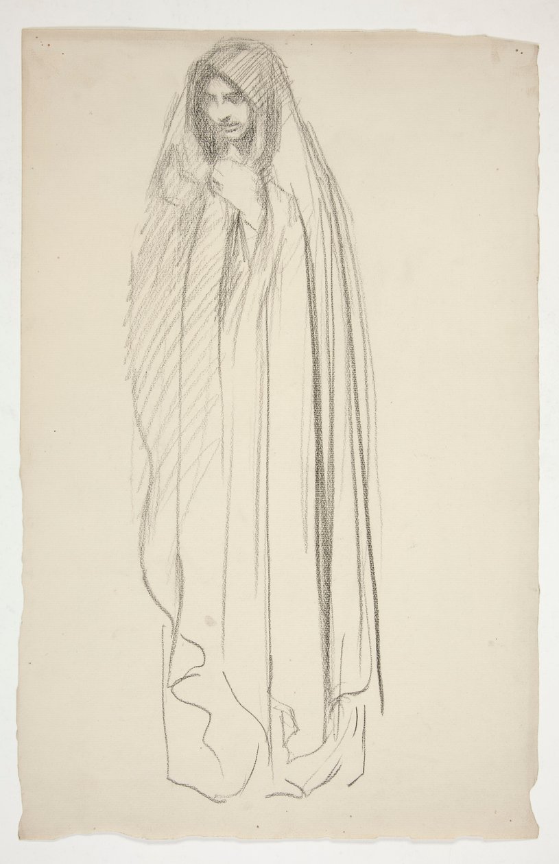 Esboço de uma figura feminina camuflada para Three Marys at the Cross de Edwin Austin Abbey