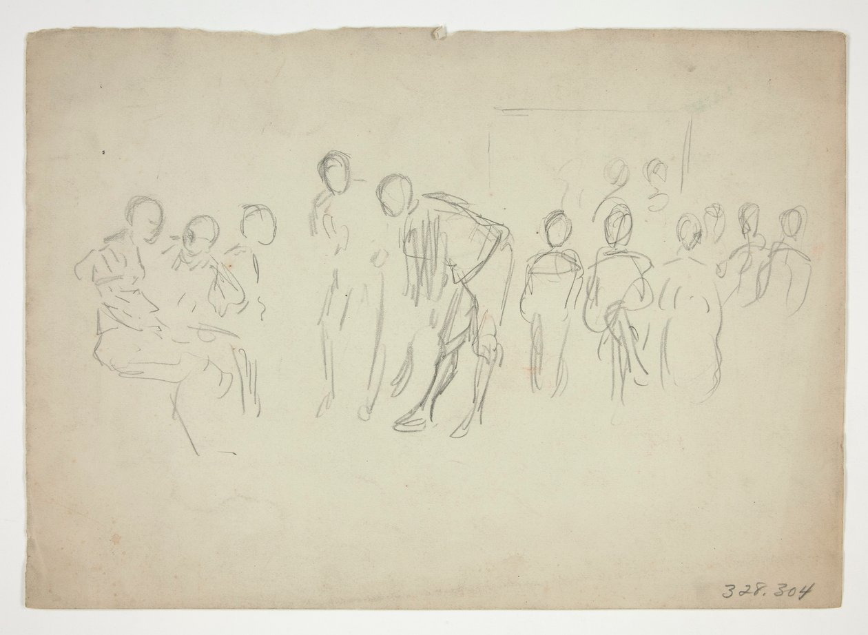 Esboço de uma multidão - ilustração não identificada de Edwin Austin Abbey