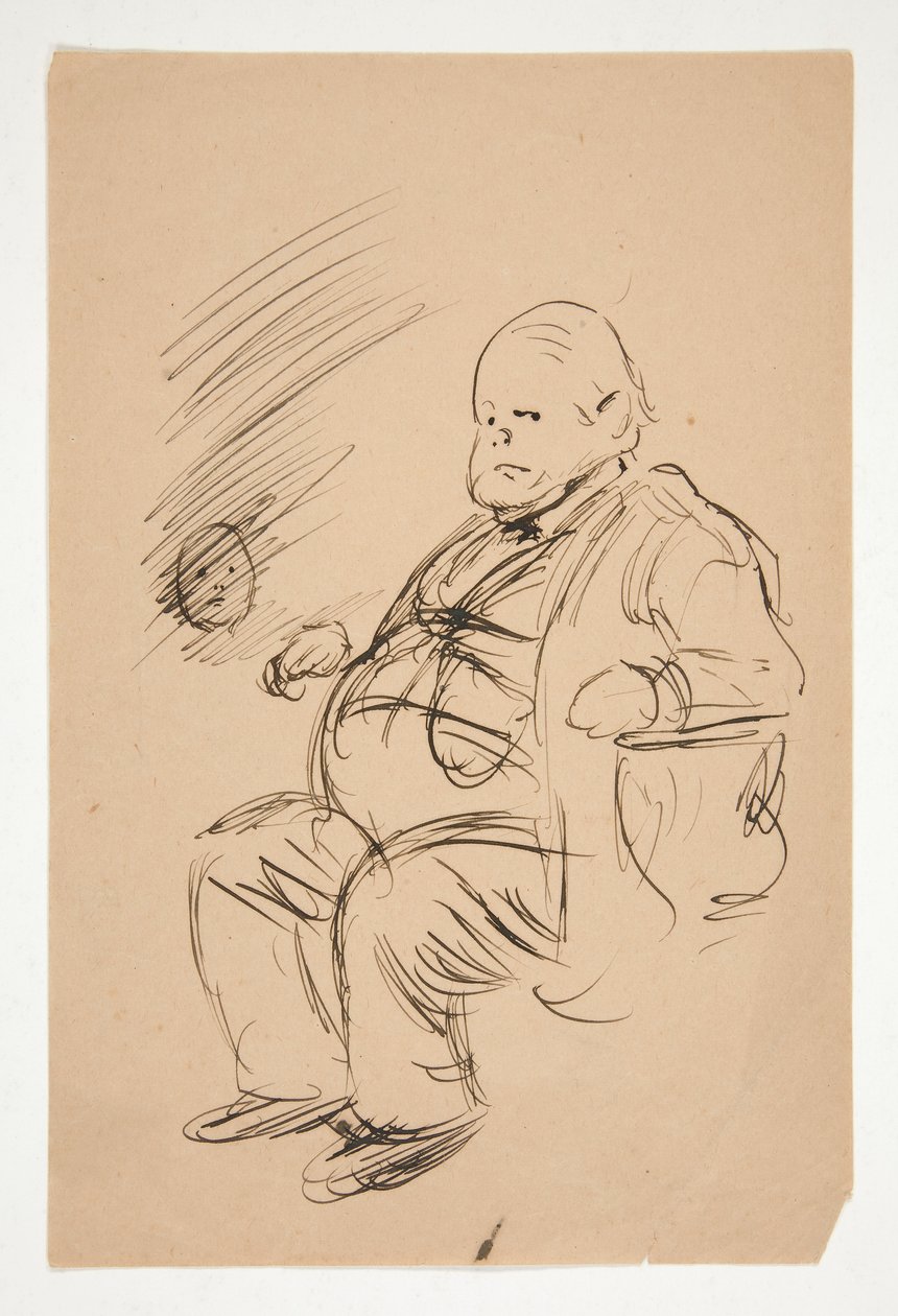 Esboço de um homem gordo, sentado de Edwin Austin Abbey