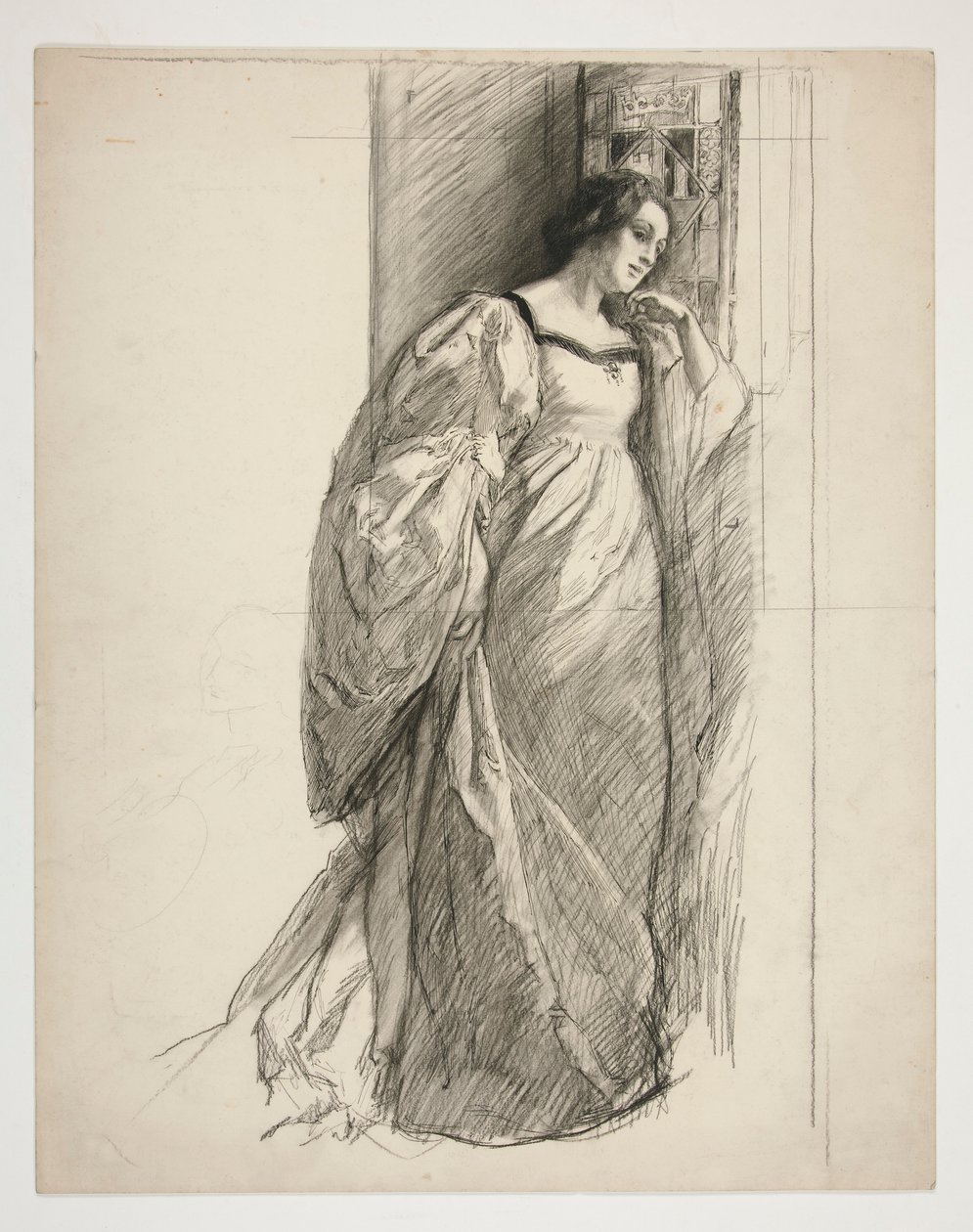 Esboço de uma senhora, ilustração para de Edwin Austin Abbey