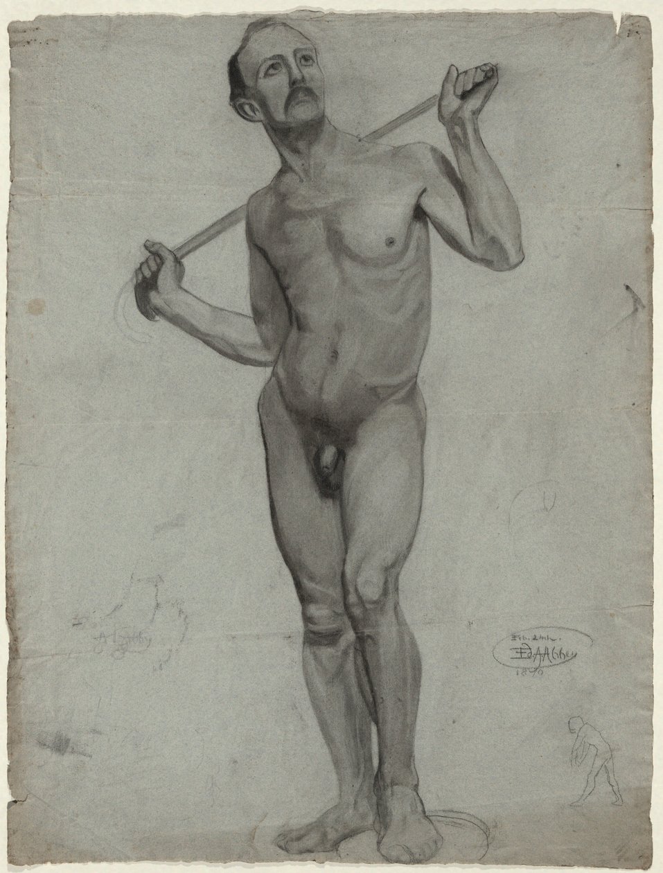 Esboço de um nu masculino (desenho de estúdio) de Edwin Austin Abbey