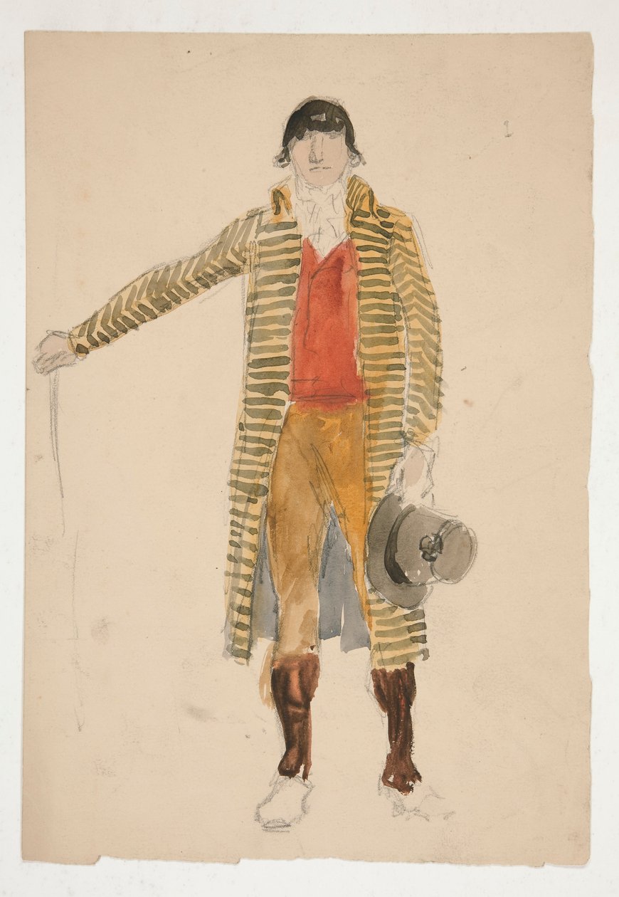 Esboço de um homem - estudo de figurino para La Tosca(?) de Edwin Austin Abbey