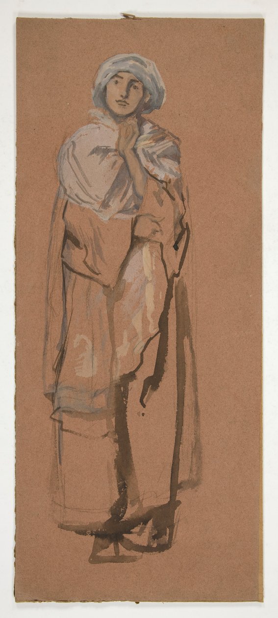 Esboço de uma figura turbinada - ilustração não identificada de Edwin Austin Abbey