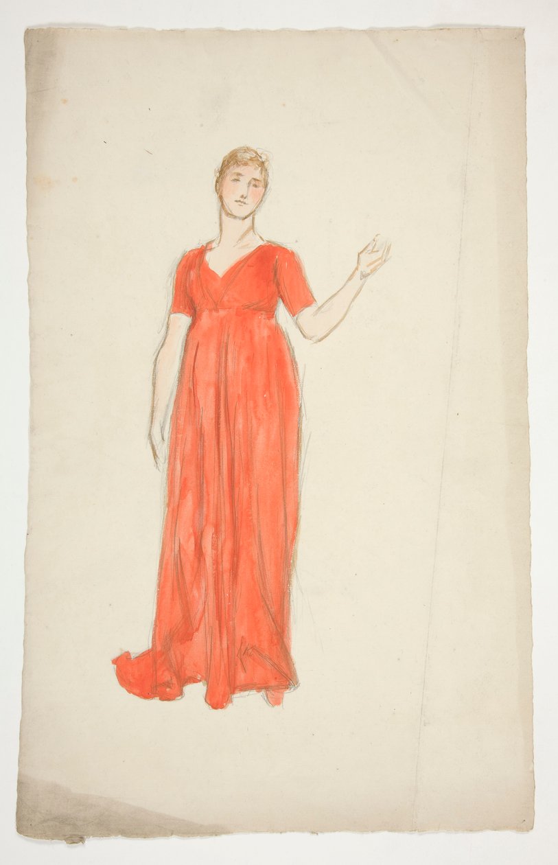 Esboço de uma mulher - estudo de trajes para uma peça de teatro? de Edwin Austin Abbey