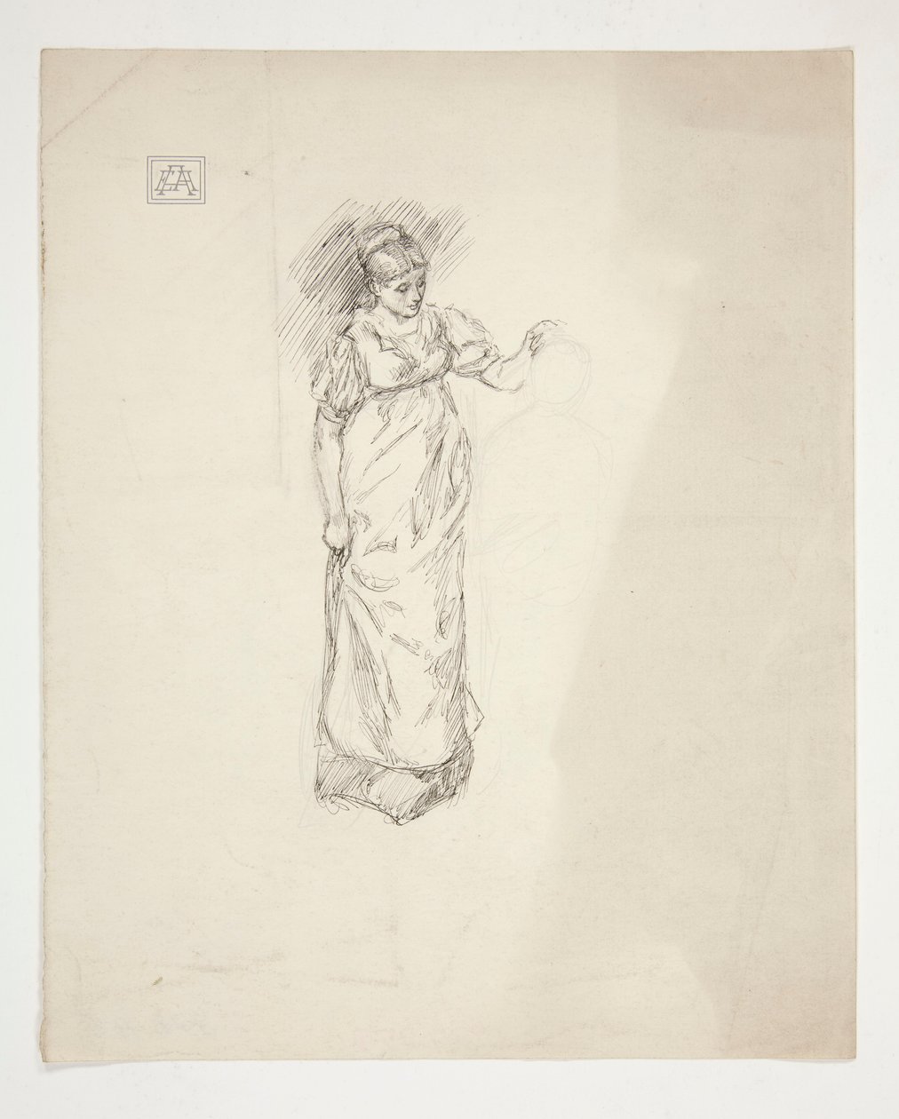 Esboço de uma mulher - ilustração não identificada de Edwin Austin Abbey