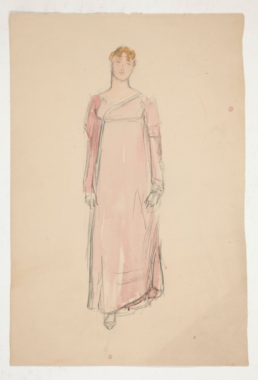 Esboço de uma mulher em cor-de-rosa - estudo de fantasia para uma peça de teatro? de Edwin Austin Abbey