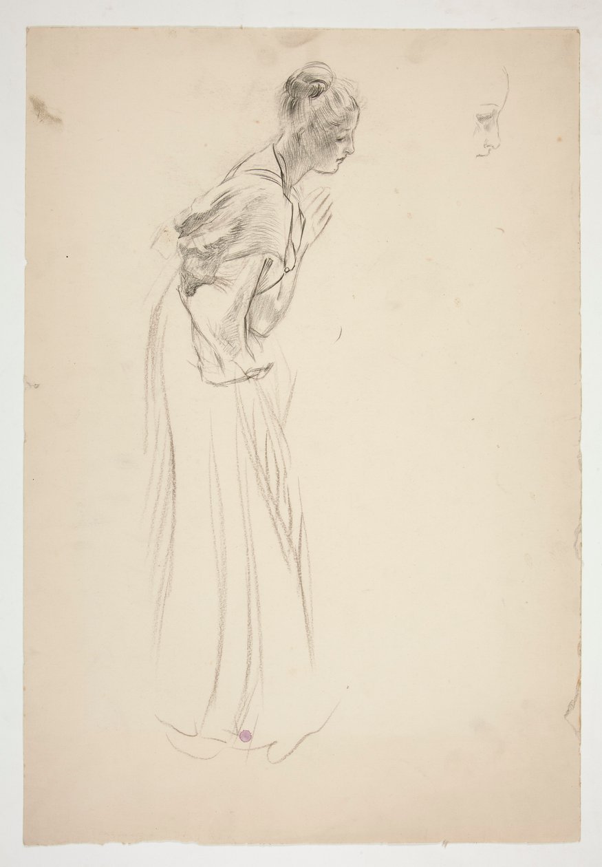 Esboço de uma mulher, curvada e rezando de Edwin Austin Abbey
