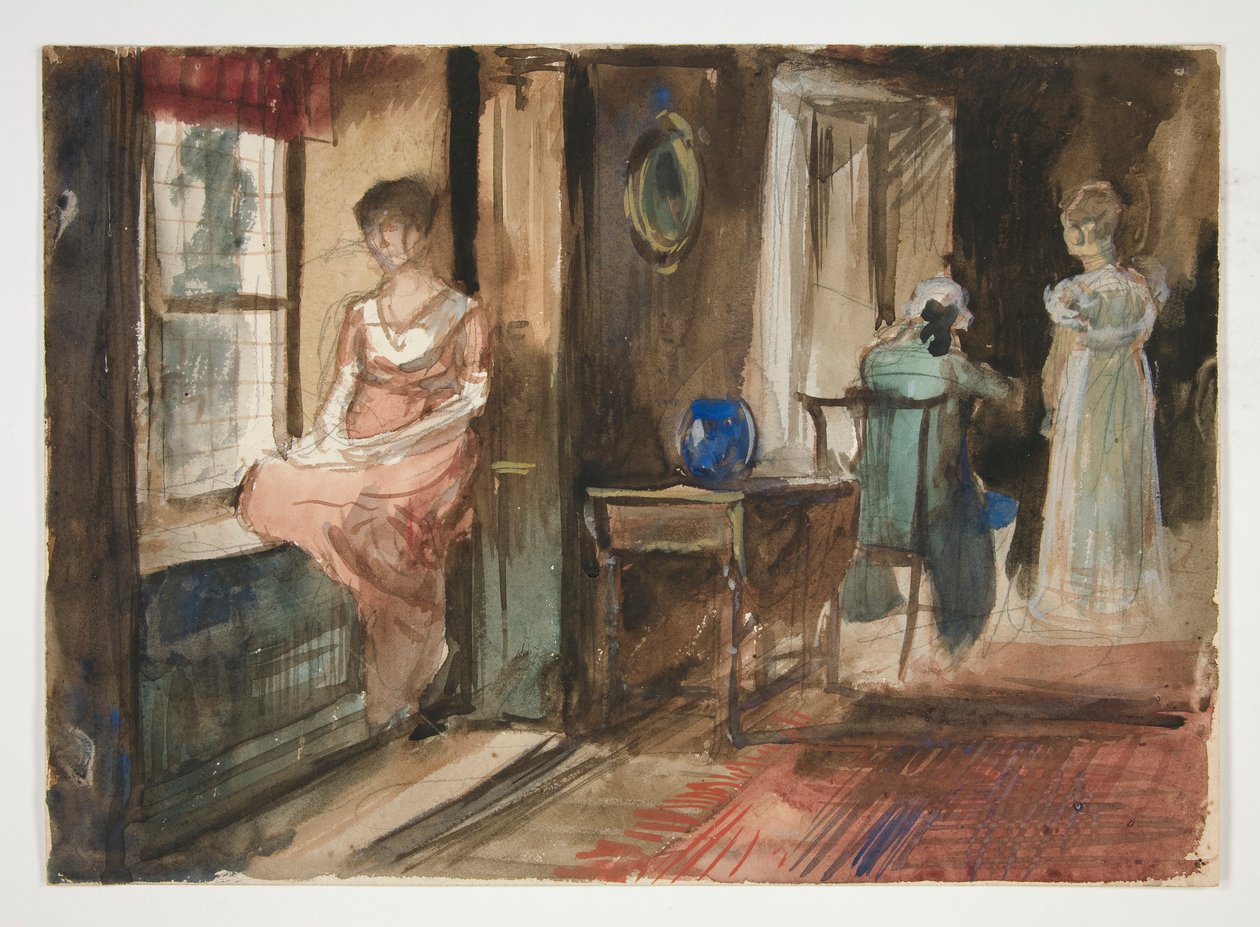 Esboço de figuras em um interior de Edwin Austin Abbey