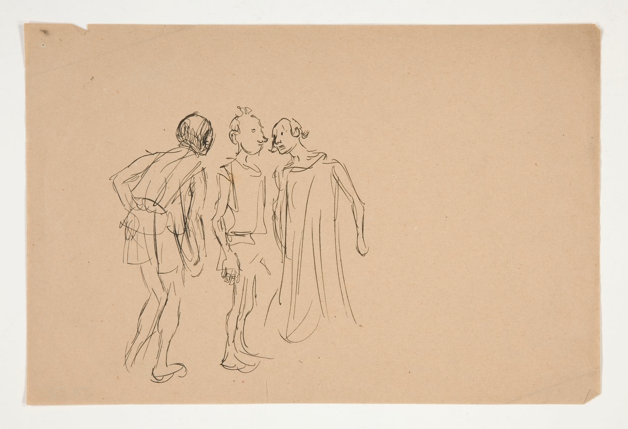Esboço de três homens (estudo para 1937.1072?), do Comerciante de Veneza de Edwin Austin Abbey