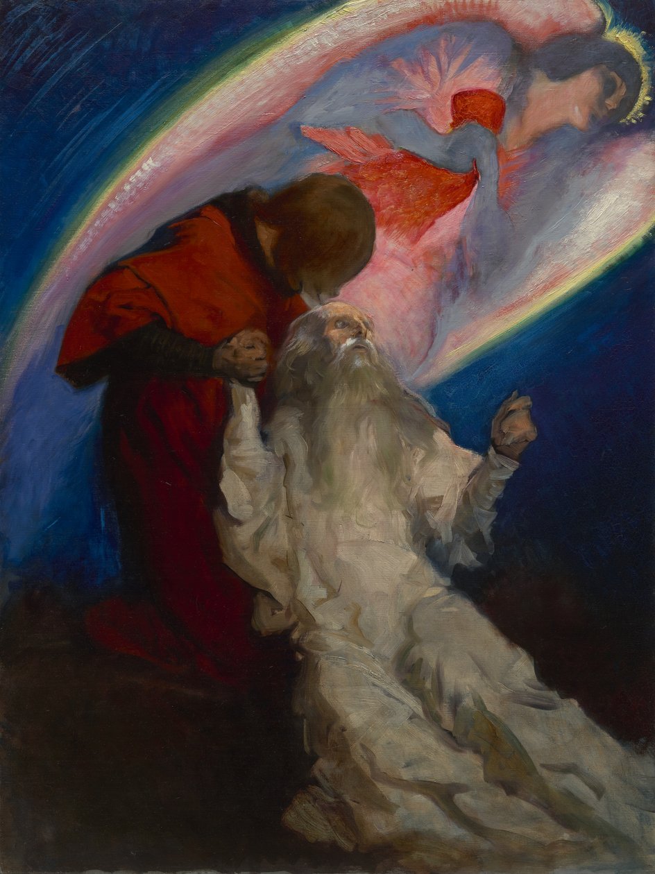 Estudo para Amfortas liberado por Galahad em The Quest and Achievement of the Holy Grail, c.1893-1901 de Edwin Austin Abbey
