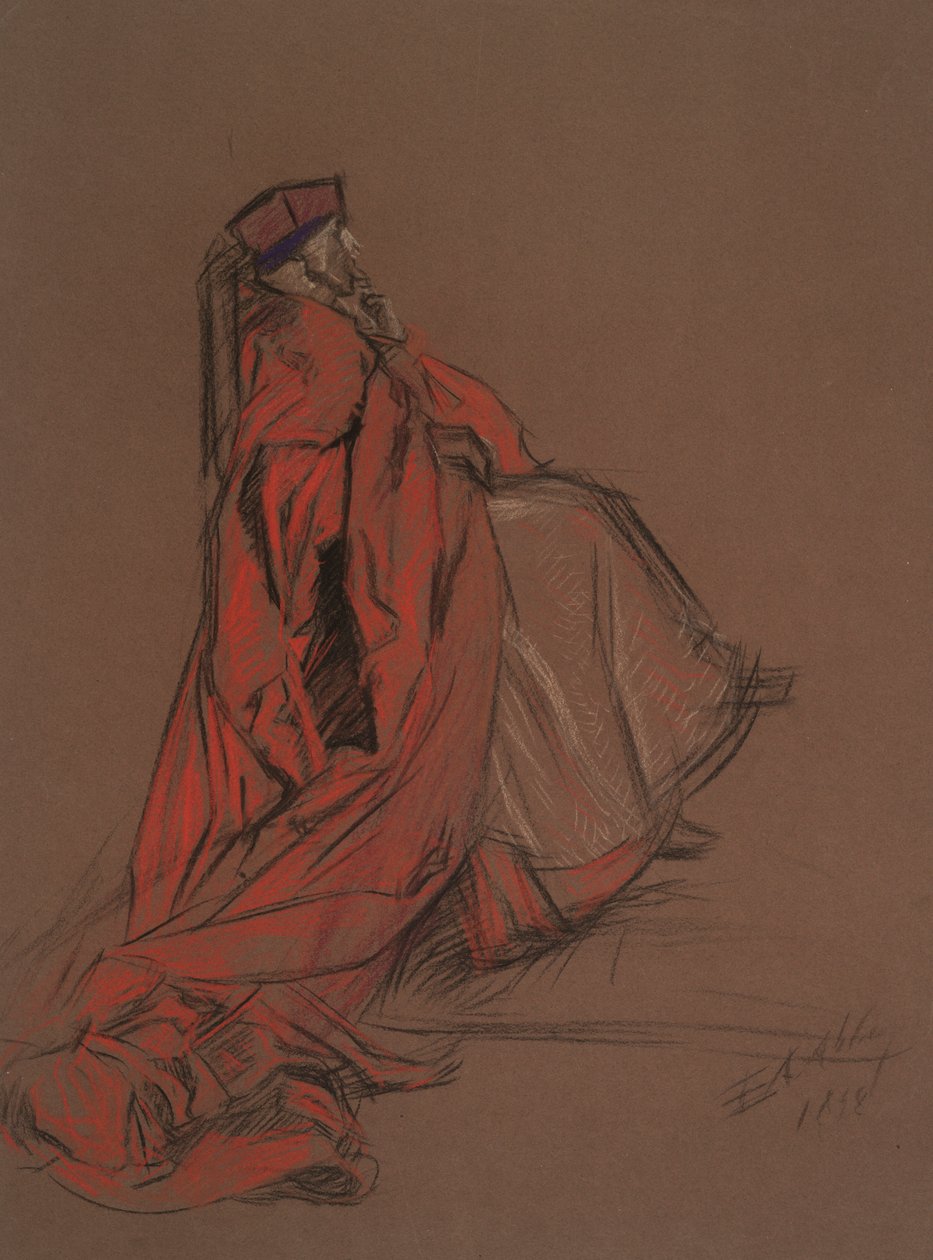 Estudo para o Cardeal Woolsey para o julgamento de Catherine de Edwin Austin Abbey