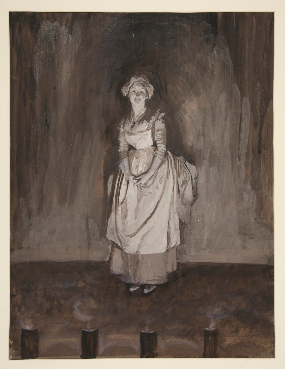 Estudo para o Epílogo, ilustração para Oliver Goldsmith de Edwin Austin Abbey