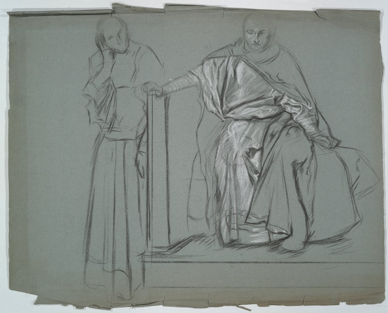Estudo para Rei e acompanhantes em Hamlet de Edwin Austin Abbey