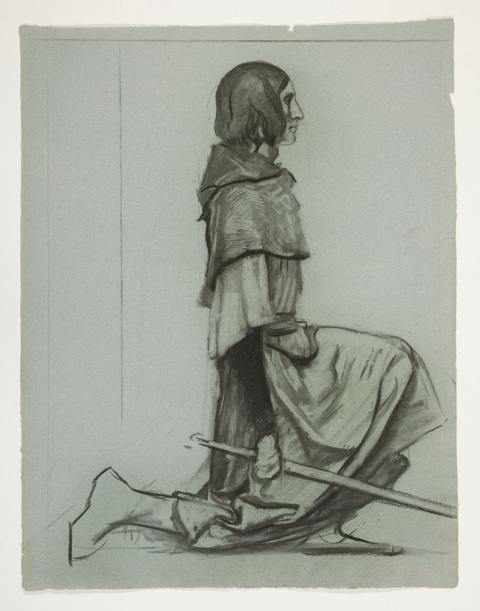 Estudo para The Key to the Castle, de The Quest of the Holy Grail (uma série de quinze pinturas para a Biblioteca Pública de Boston, concluída em 1901) de Edwin Austin Abbey