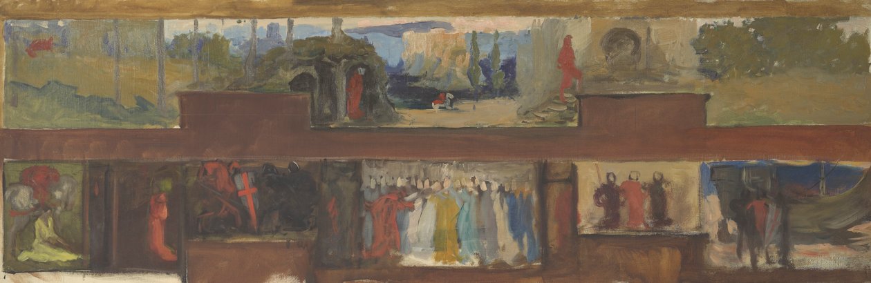 Estudo para The Quest and Achievement of the Holy Grail, Book Delivery Room, Boston Public Library de Edwin Austin Abbey