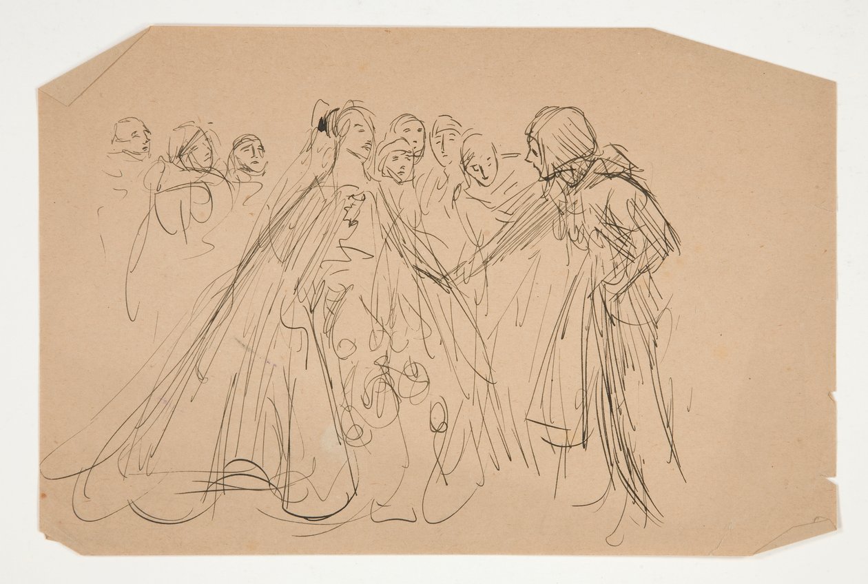 Estudo para The Quest of the Holy Grail (série de quinze pinturas para a Biblioteca Pública de Boston, concluída em 1901) de Edwin Austin Abbey