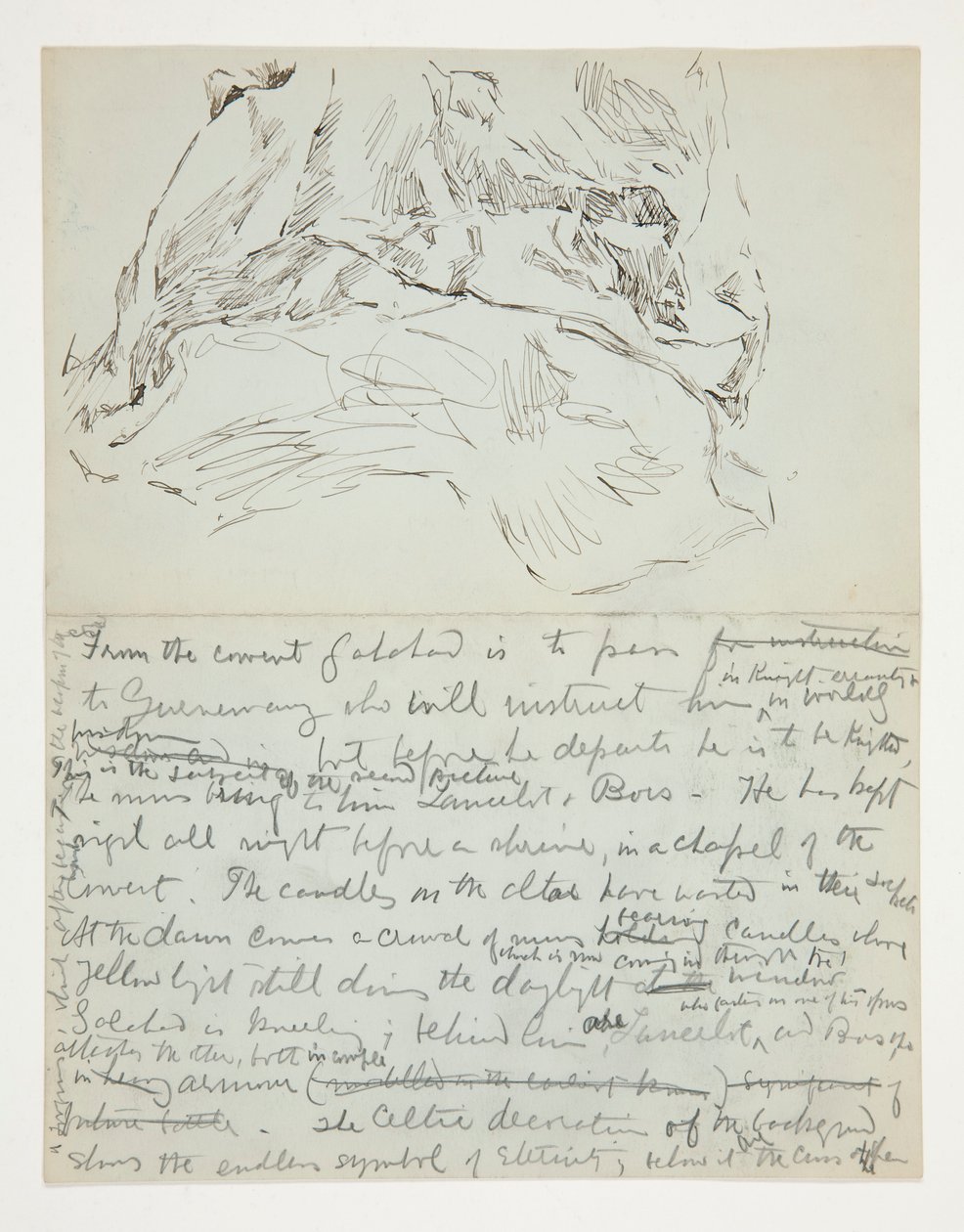 Estudo para The Quest of the Holy Grail (série de quinze pinturas para a Biblioteca Pública de Boston, concluída em 1901): estudo de cortinas de Edwin Austin Abbey