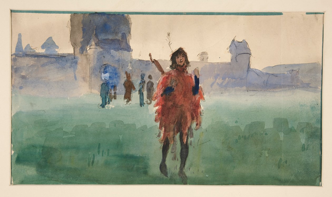 Estudo para o Minstrel Wandering (pintura a óleo) de Edwin Austin Abbey