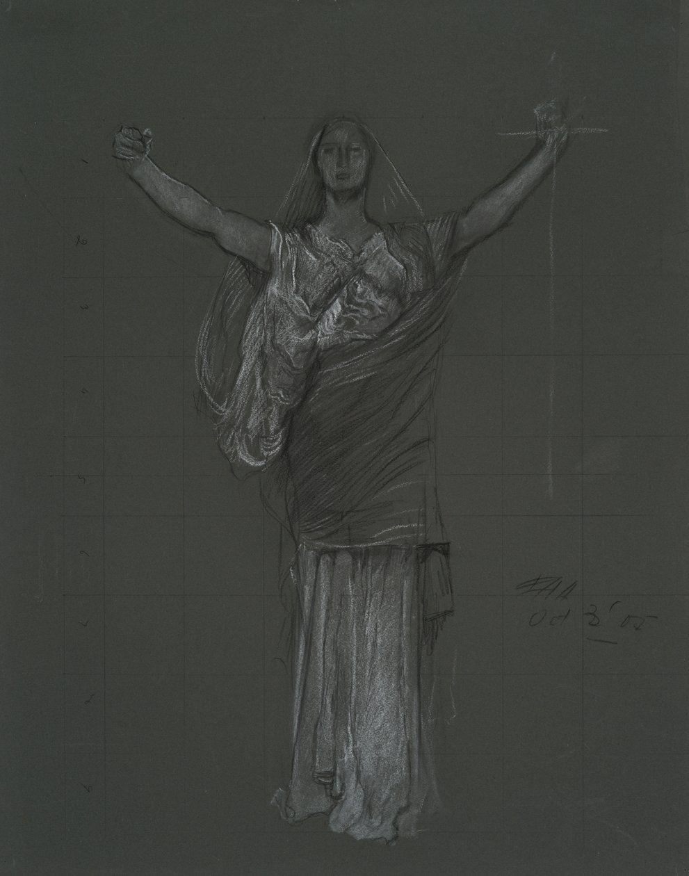 Estudo para figura alegórica do Direito, rondel na rotunda do edifício da capital do estado da Pensilvânia, Harrisburg, 1902-1911 de Edwin Austin Abbey