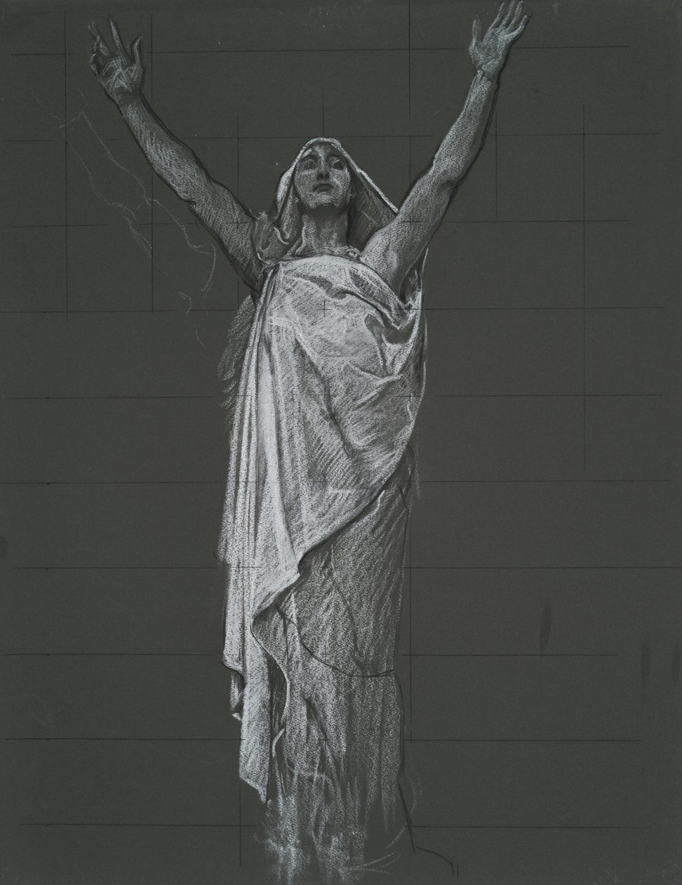 Estudo para figura de Religião Rondel na rotunda do Capitólio do Estado em Harrisburg, Pensilvânia, 1902-1911 de Edwin Austin Abbey