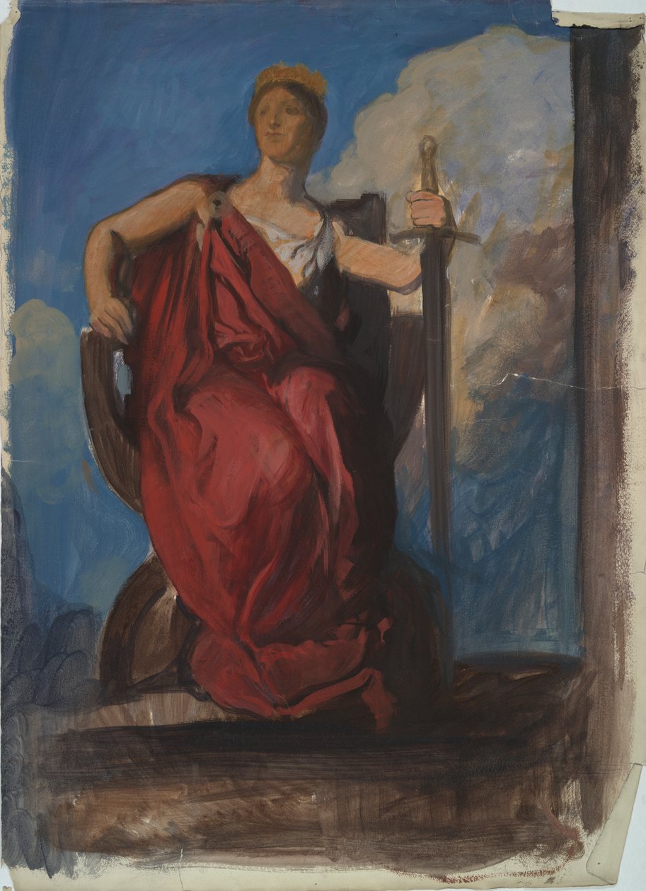 Estudo para figura de O Génio da Pensilvânia em de Edwin Austin Abbey
