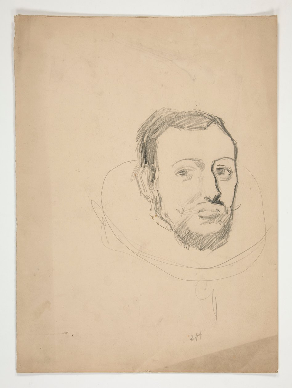 Estudo para chefe de um homem: esboço de mural para o edifício da capital do estado em Harrisburg, Pennsylvania, 1902-1911 (completado por John Singer Sargent) de Edwin Austin Abbey