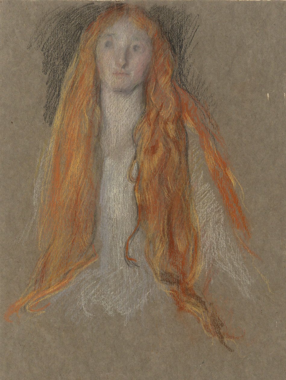 Estudo para o Chefe da Ofélia, em The Play Scene, em Hamlet de Edwin Austin Abbey