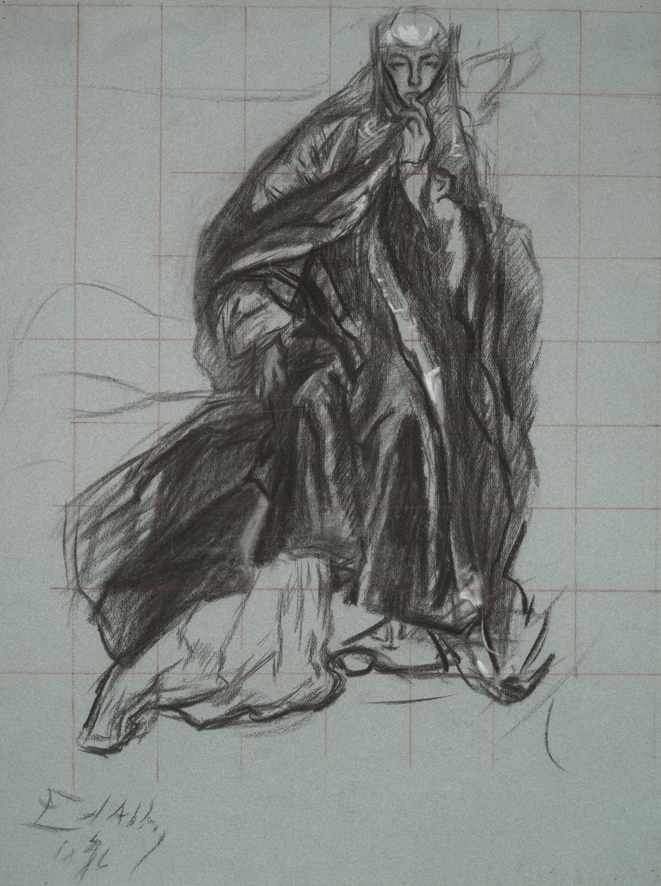 Estudo para a Rainha, de The Play Scene, Hamlet, ato 3, cena 2 de Edwin Austin Abbey