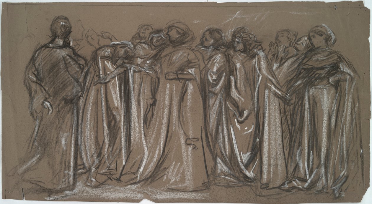 Estudo para as virtudes cativas, estudo de figuras para de Edwin Austin Abbey