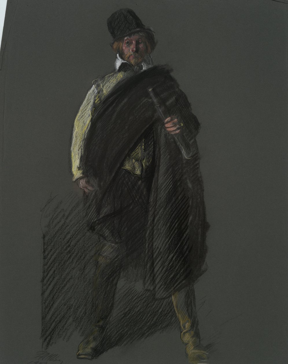 Estudo para a figura do Capitão Peter Minuit, em de Edwin Austin Abbey