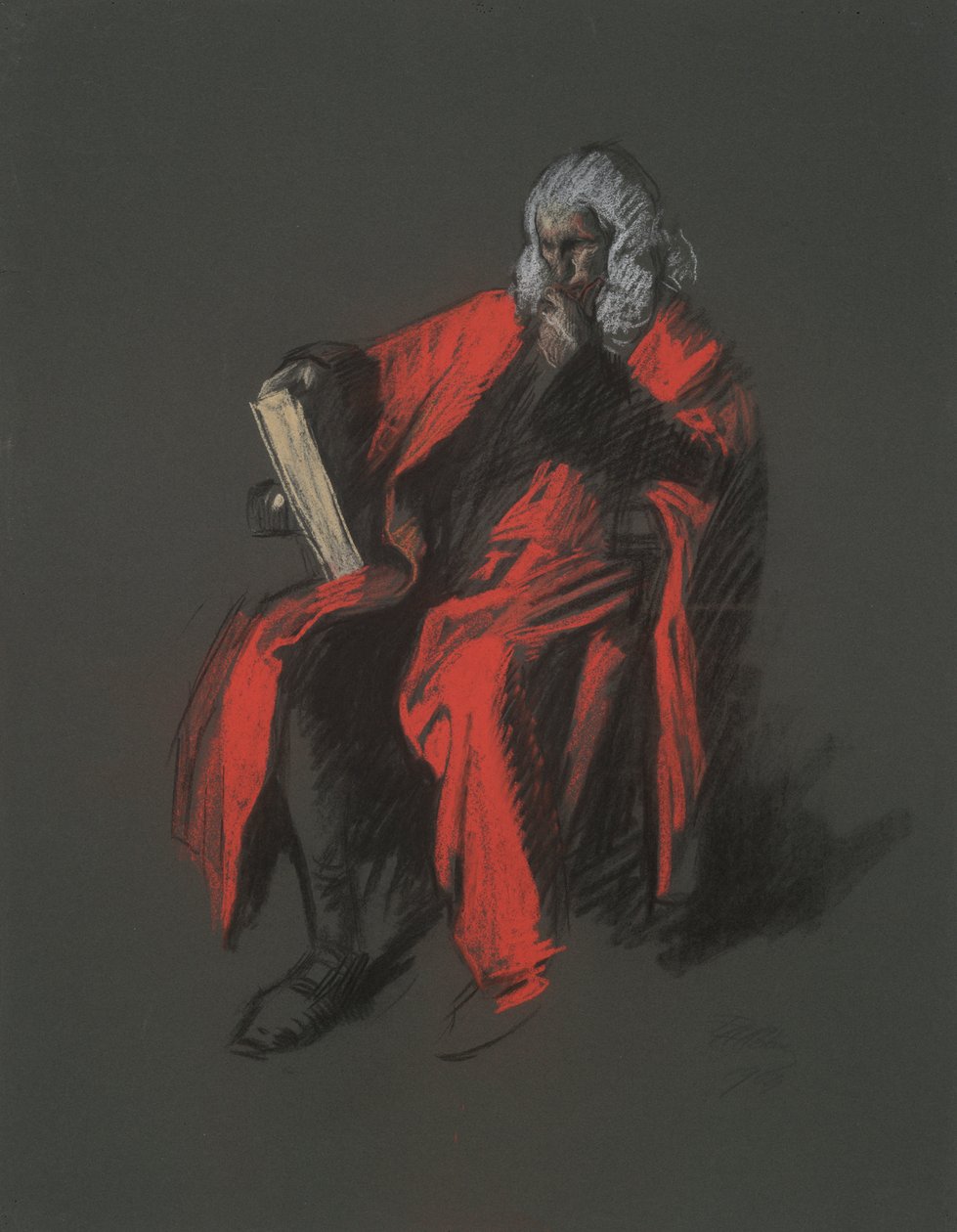 Estudo para a figura do Chefe de Justiça Thomas McKean, em de Edwin Austin Abbey
