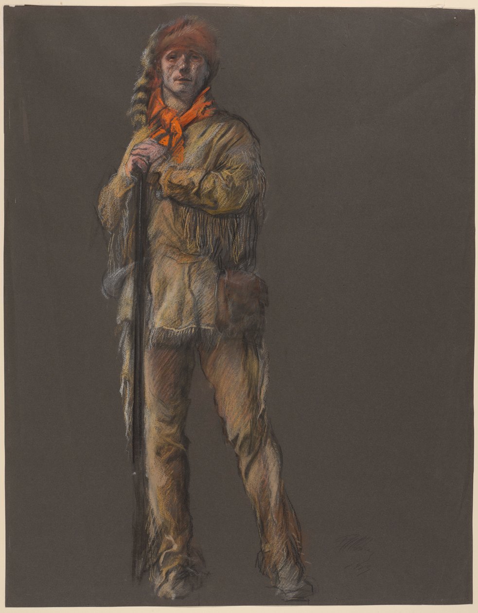 Estudo para a figura de Daniel Boone, em de Edwin Austin Abbey