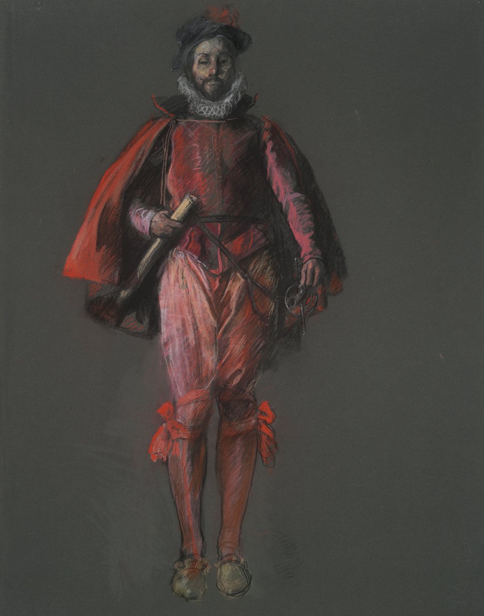Estudo para a figura de Sir Walter Raleigh, em de Edwin Austin Abbey